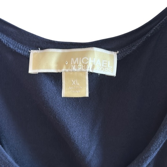 Micheal Micheal Kors XL Navy Blue Sleeveless Top ,tunic with Patterned Hem,hi-lo - Picture 6 of 13